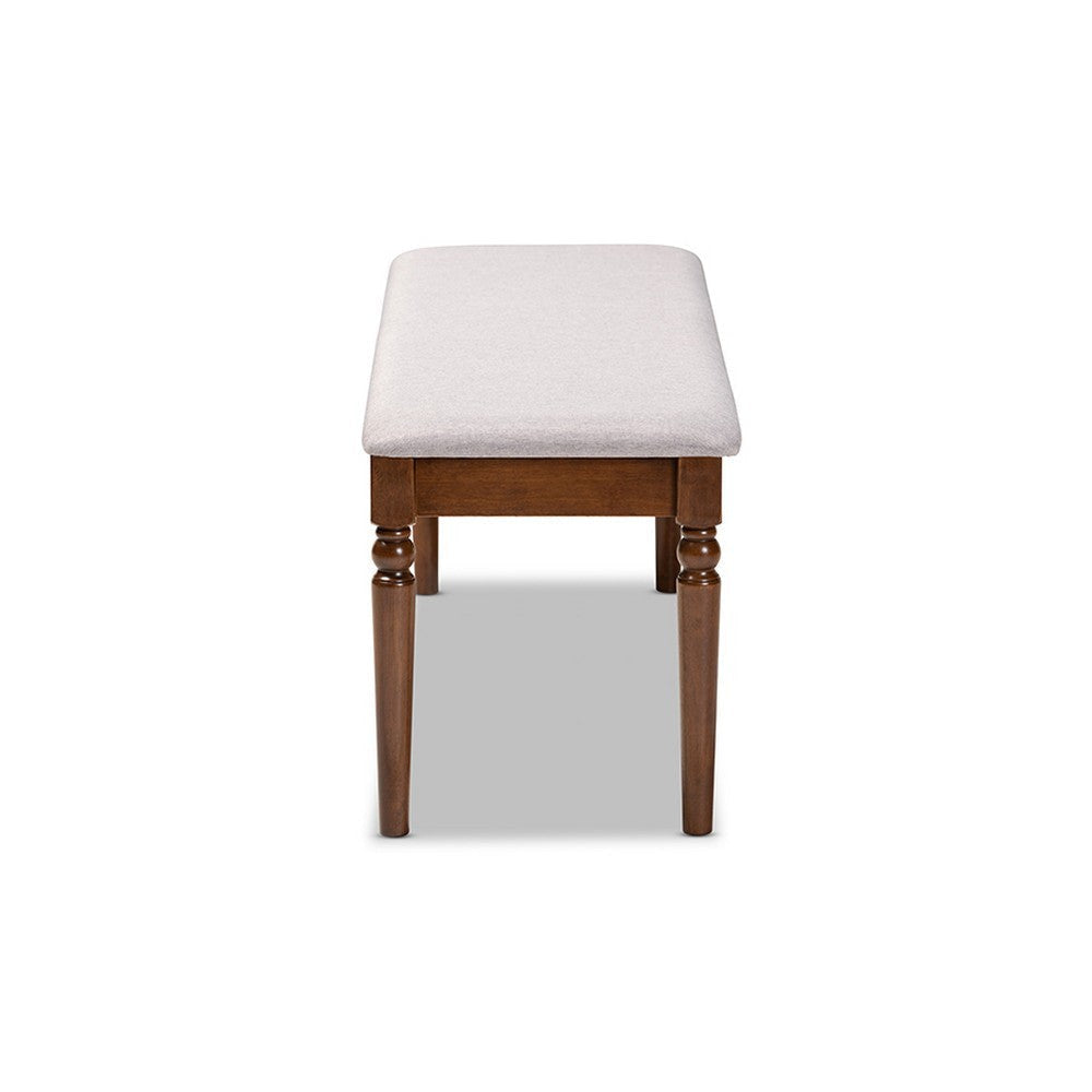 Baxton Studio Giovanni Modern and Contemporary Grey Fabric Upholstered and Walnut Brown Finished Wood Dining Bench