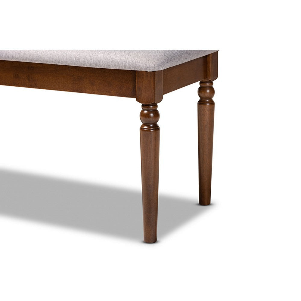 Baxton Studio Giovanni Modern and Contemporary Grey Fabric Upholstered and Walnut Brown Finished Wood Dining Bench