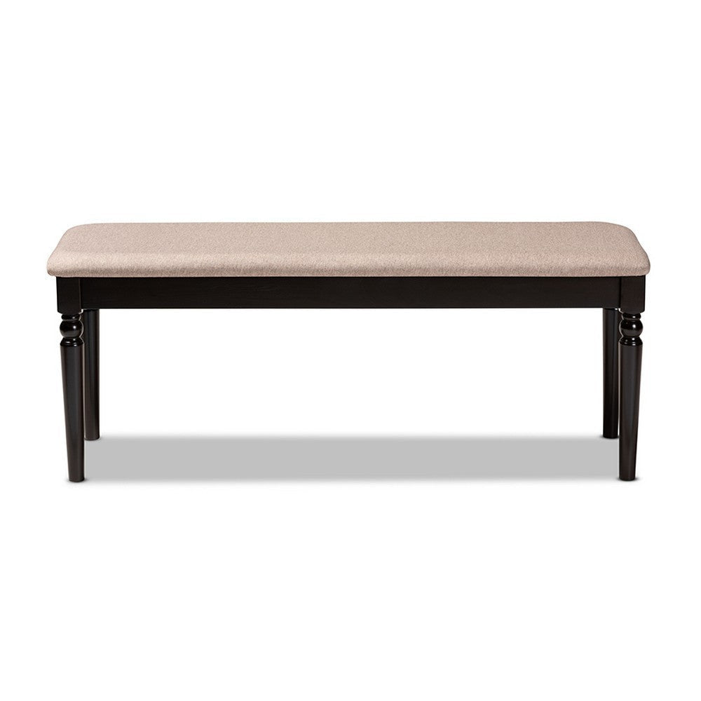 Baxton Studio Giovanni Modern and Contemporary Sand Fabric Upholstered and Dark Brown Finished Wood Dining Bench