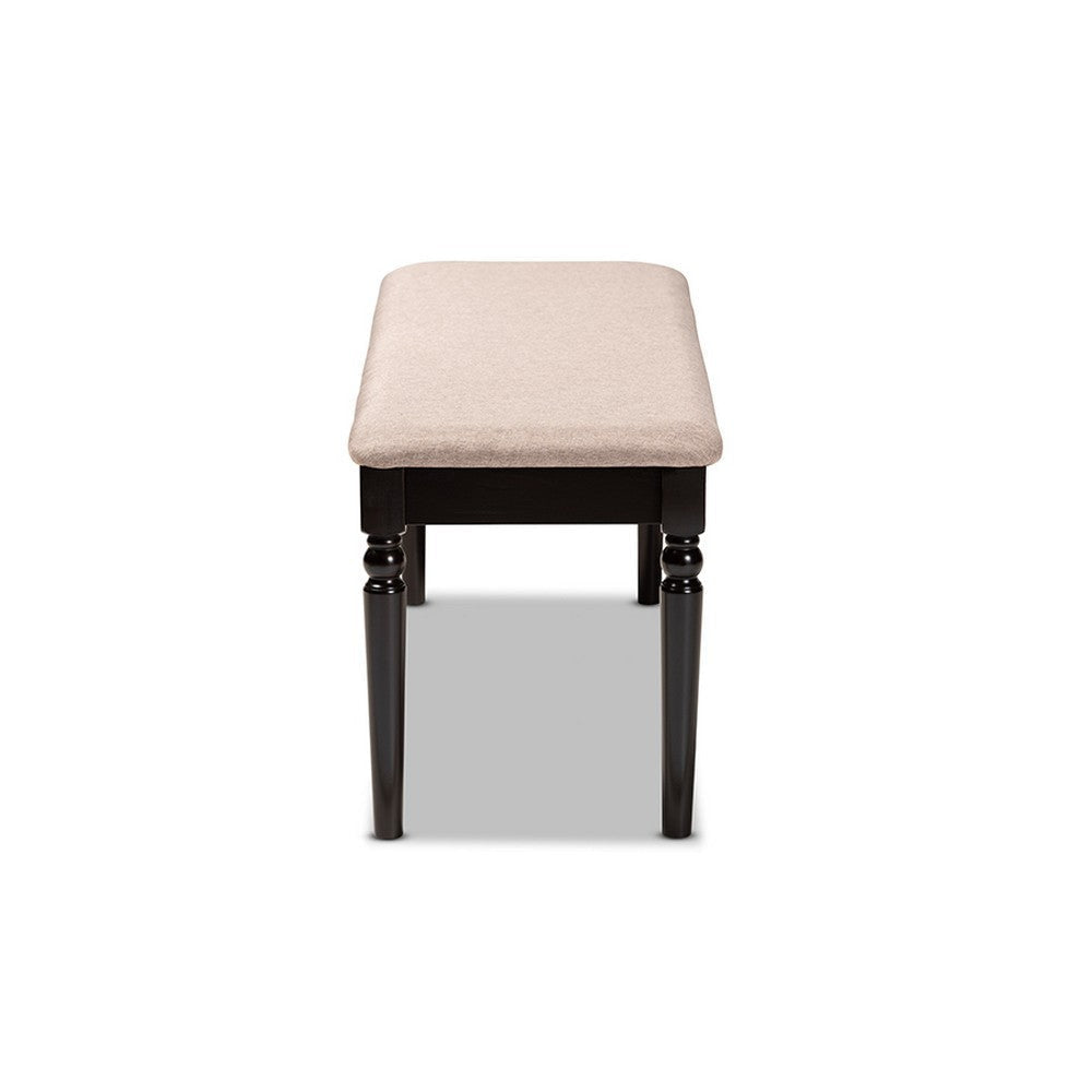 Baxton Studio Giovanni Modern and Contemporary Sand Fabric Upholstered and Dark Brown Finished Wood Dining Bench