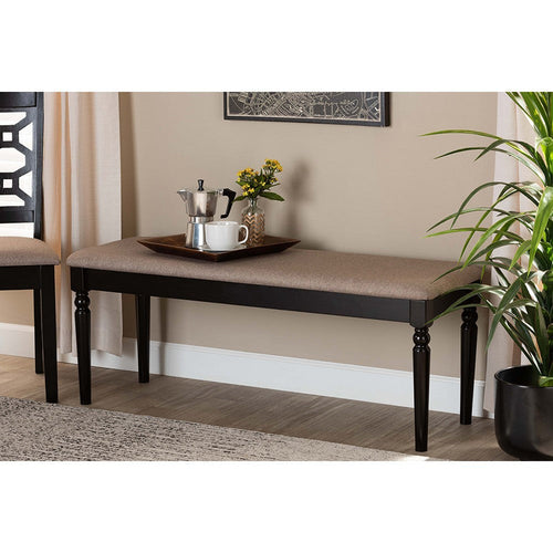 Baxton Studio Giovanni Modern and Contemporary Sand Fabric Upholstered and Dark Brown Finished Wood Dining Bench