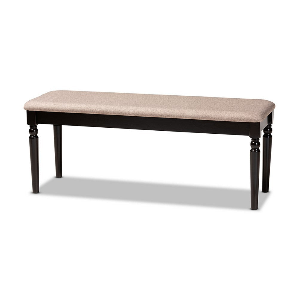 Baxton Studio Giovanni Modern and Contemporary Sand Fabric Upholstered and Dark Brown Finished Wood Dining Bench