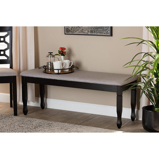 Baxton Studio Corey Modern and Contemporary Grey Fabric Upholstered and Dark Brown Finished Wood Dining Bench