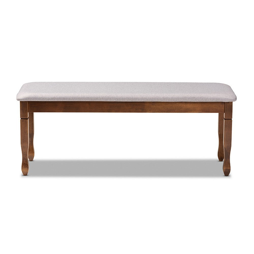 Baxton Studio Corey Modern and Contemporary Grey Fabric Upholstered and Walnut Brown Finished Wood Dining Bench