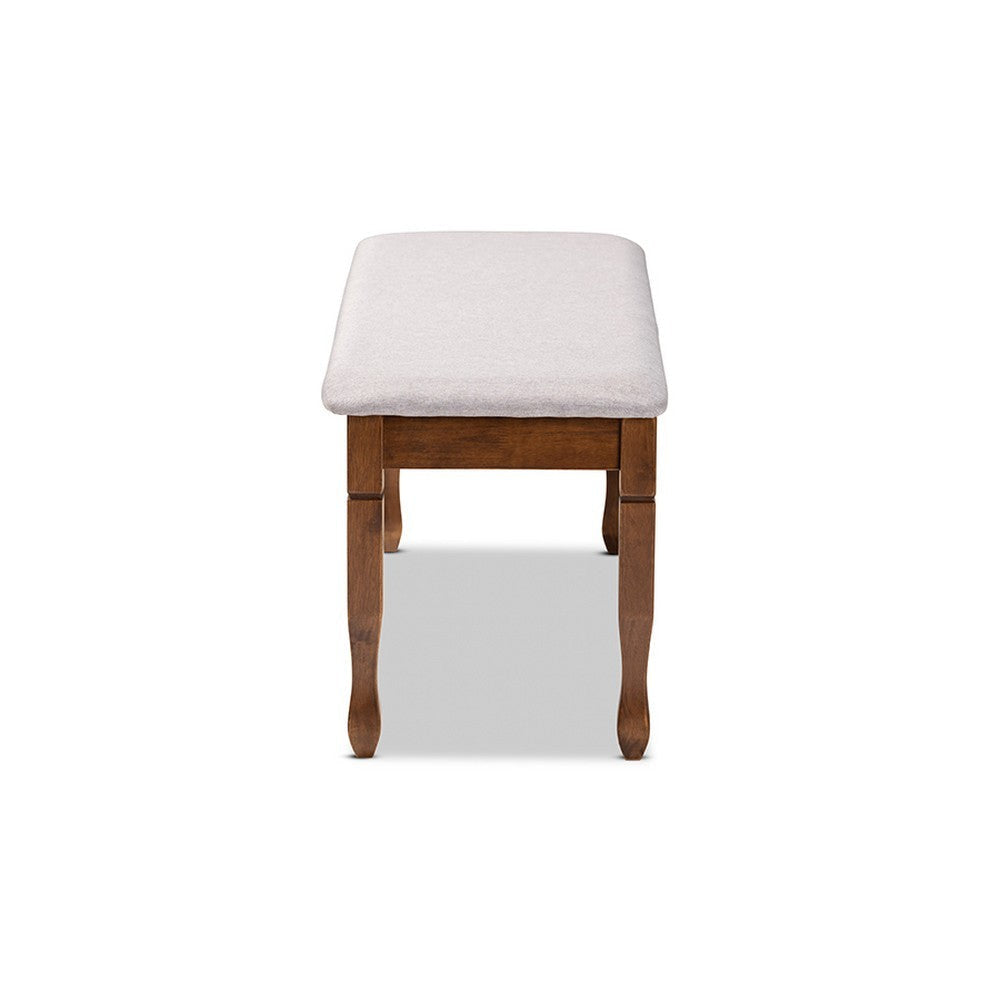 Baxton Studio Corey Modern and Contemporary Grey Fabric Upholstered and Walnut Brown Finished Wood Dining Bench