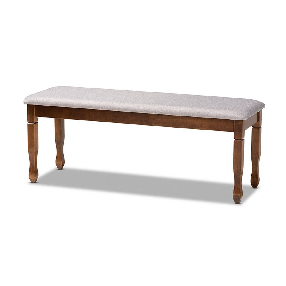 Baxton Studio Corey Modern and Contemporary Grey Fabric Upholstered and Walnut Brown Finished Wood Dining Bench