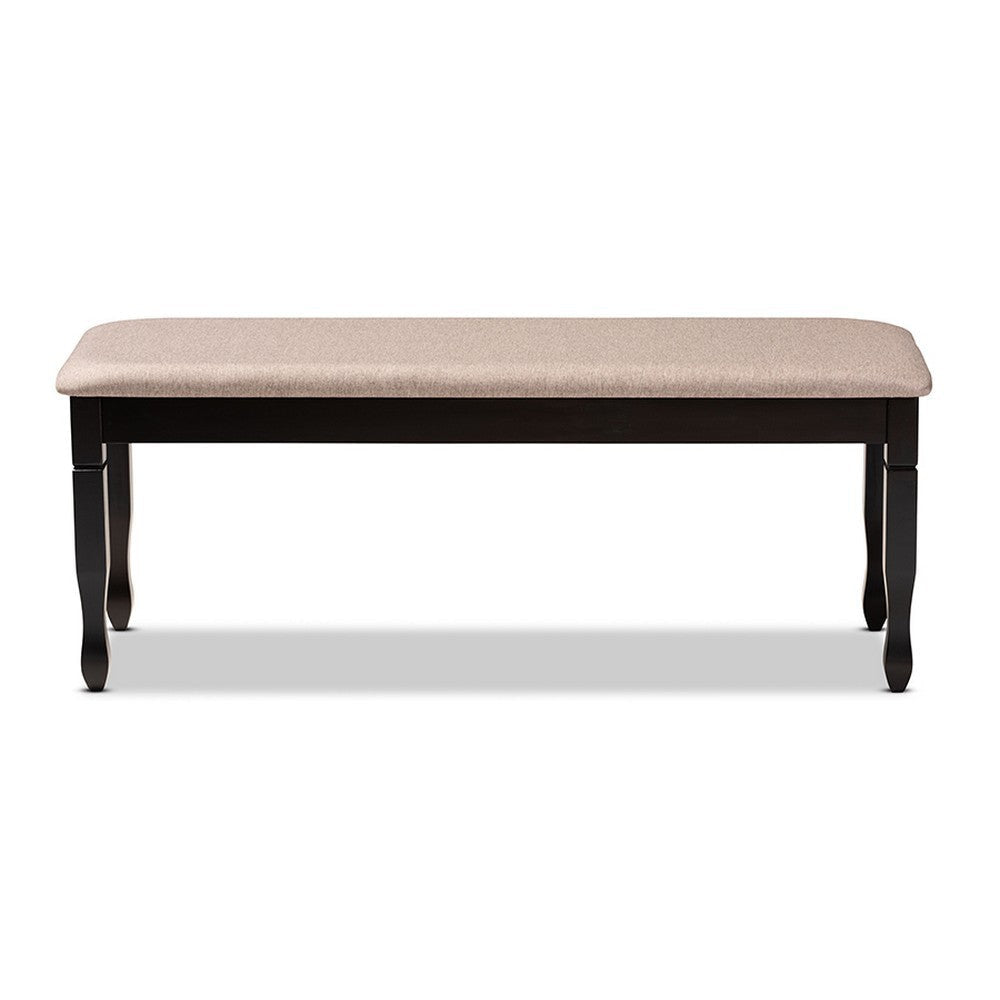 Baxton Studio Corey Modern and Contemporary Sand Fabric Upholstered and Dark Brown Finished Wood Dining Bench