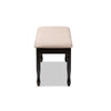 Baxton Studio Corey Modern and Contemporary Sand Fabric Upholstered and Dark Brown Finished Wood Dining Bench