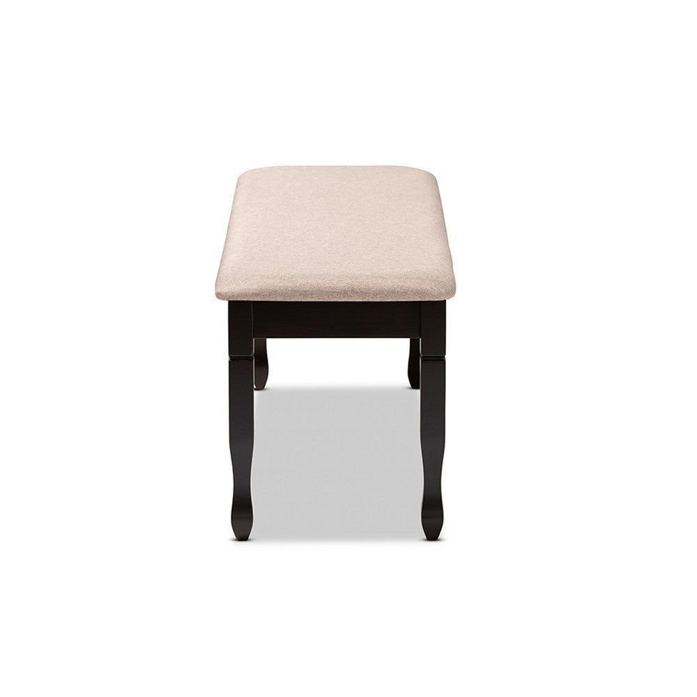 Baxton Studio Corey Modern and Contemporary Sand Fabric Upholstered and Dark Brown Finished Wood Dining Bench