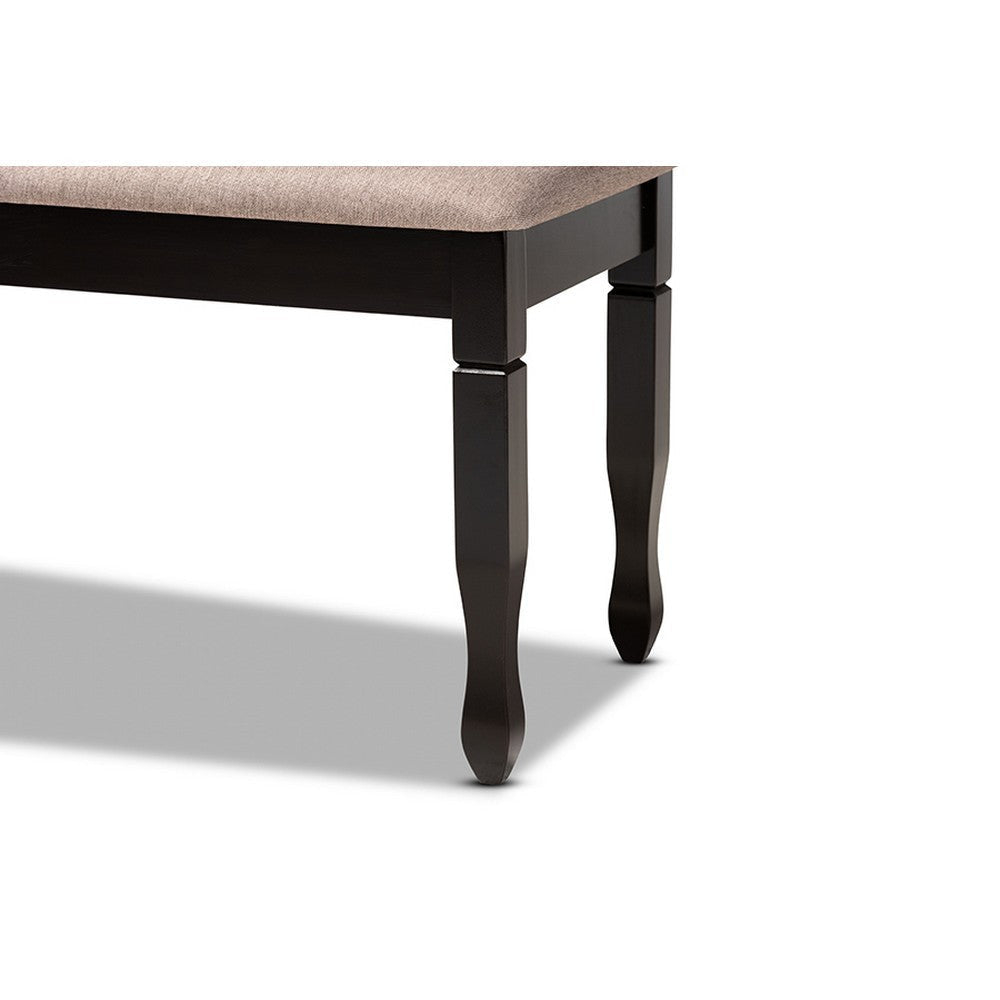 Baxton Studio Corey Modern and Contemporary Sand Fabric Upholstered and Dark Brown Finished Wood Dining Bench