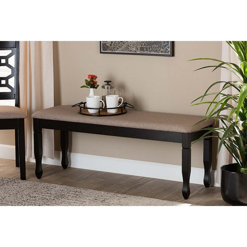 Baxton Studio Corey Modern and Contemporary Sand Fabric Upholstered and Dark Brown Finished Wood Dining Bench
