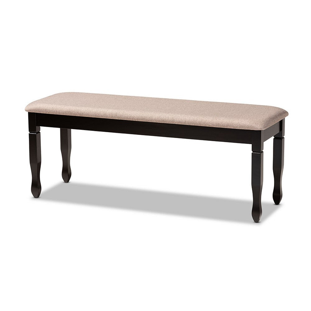 Baxton Studio Corey Modern and Contemporary Sand Fabric Upholstered and Dark Brown Finished Wood Dining Bench