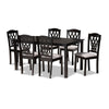 Baxton Studio Salem Modern and Contemporary Grey Fabric Upholstered and Dark Brown Finished Wood 7-Piece Dining Set