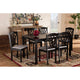 Baxton Studio Salem Modern and Contemporary Grey Fabric Upholstered and Dark Brown Finished Wood 7-Piece Dining Set