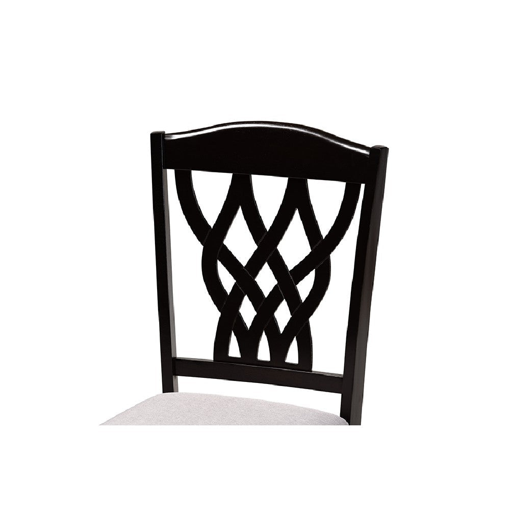 Baxton Studio Salem Modern and Contemporary Grey Fabric Upholstered and Dark Brown Finished Wood 7-Piece Dining Set