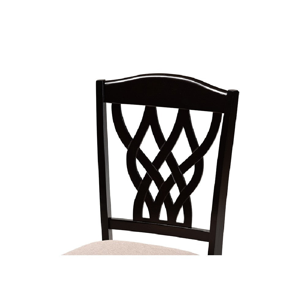 Baxton Studio Salem Modern and Contemporary Sand Fabric Upholstered and Dark Brown Finished Wood 7-Piece Dining Set