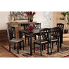Baxton Studio Salem Modern and Contemporary Sand Fabric Upholstered and Dark Brown Finished Wood 7-Piece Dining Set