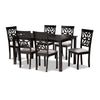 Baxton Studio Dallas Modern and Contemporary Grey Fabric Upholstered and Dark Brown Finished Wood 7-Piece Dining Set