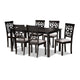 Baxton Studio Dallas Modern and Contemporary Grey Fabric Upholstered and Dark Brown Finished Wood 7-Piece Dining Set