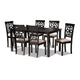 Baxton Studio Dallas Modern and Contemporary Sand Fabric Upholstered and Dark Brown Finished Wood 7-Piece Dining Set