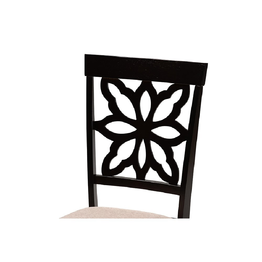 Baxton Studio Dallas Modern and Contemporary Sand Fabric Upholstered and Dark Brown Finished Wood 7-Piece Dining Set