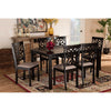 Baxton Studio Dallas Modern and Contemporary Sand Fabric Upholstered and Dark Brown Finished Wood 7-Piece Dining Set