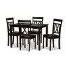 Baxton Studio Rosie Modern and Contemporary Dark Brown Faux Leather Upholstered 5-Piece Dining Set WHI-RH123C-Dark-Brown-Dining-Set