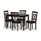 Baxton Studio Rosie Modern and Contemporary Dark Brown Faux Leather Upholstered 5-Piece Dining Set WHI-RH123C-Dark-Brown-Dining-Set