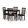 Baxton Studio Rosie Modern and Contemporary Dark Brown Faux Leather Upholstered 5-Piece Dining Set