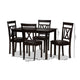 Baxton Studio Rosie Modern and Contemporary Dark Brown Faux Leather Upholstered 5-Piece Dining Set