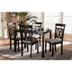 Baxton Studio Rosie Modern and Contemporary Espresso Brown Finished and Grey Fabric Upholstered 5-Piece Dining Set