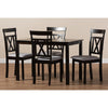 Baxton Studio Rosie Modern and Contemporary Espresso Brown Finished and Grey Fabric Upholstered 5-Piece Dining Set