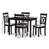 Baxton Studio Rosie Modern and Contemporary Espresso Brown Finished and Grey Fabric Upholstered 5-Piece Dining Set