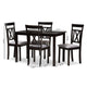 Baxton Studio Rosie Modern and Contemporary Espresso Brown Finished and Grey Fabric Upholstered 5-Piece Dining Set