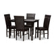 Baxton Studio Thea Modern and Contemporary Dark Brown Faux Leather Upholstered 5-Piece Dining Set WHI-RH131C-Dark-Brown-Dining-Set