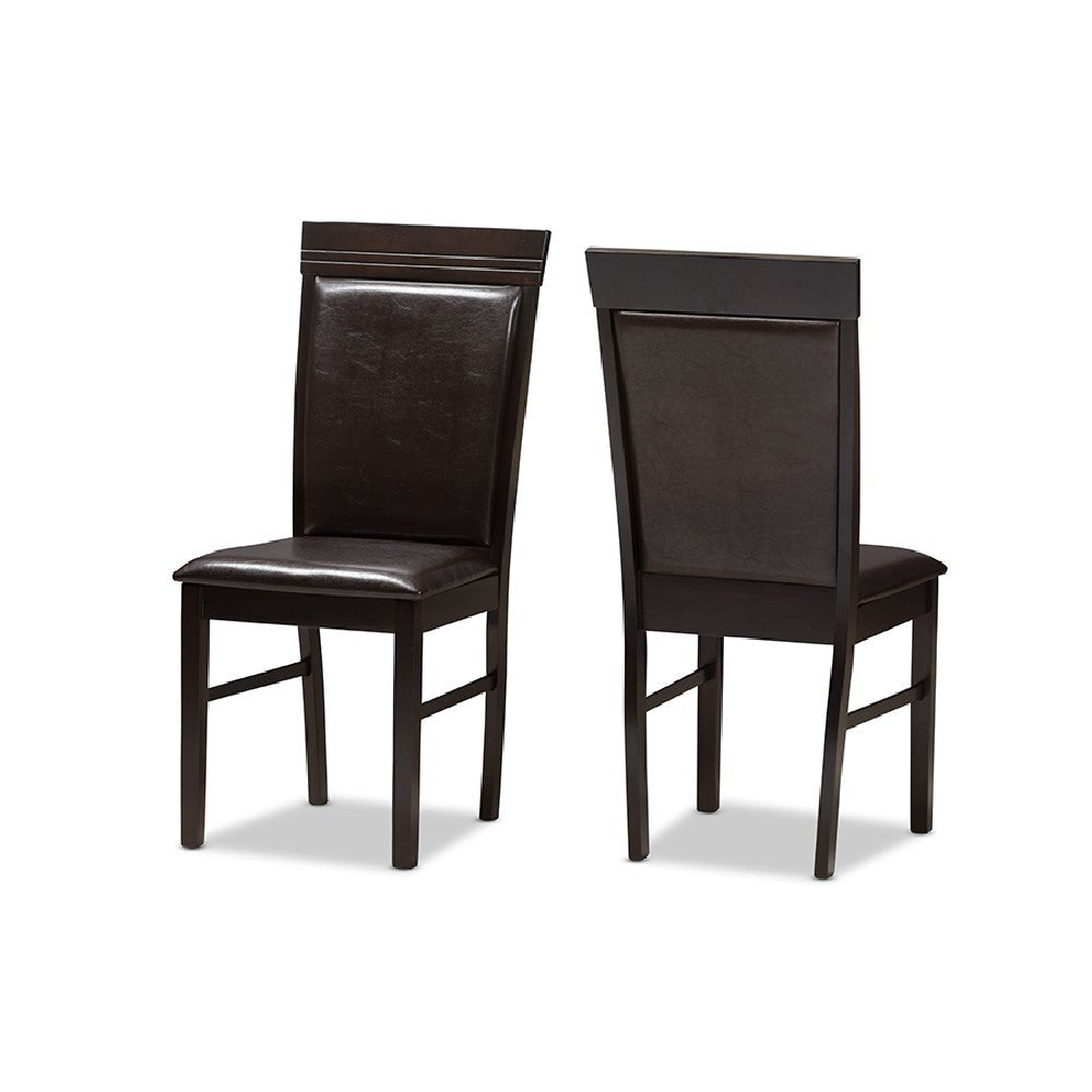 Baxton Studio Thea Modern and Contemporary Dark Brown Faux Leather Upholstered 5-Piece Dining Set WHI-RH131C-Dark-Brown-Dining-Set