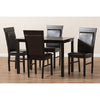 Baxton Studio Thea Modern and Contemporary Dark Brown Faux Leather Upholstered 5-Piece Dining Set WHI-RH131C-Dark-Brown-Dining-Set