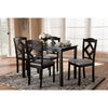 Baxton Studio Ruth Modern and Contemporary Espresso Brown Finished and Grey Fabric Upholstered 5-Piece Dining Set