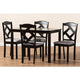 Baxton Studio Ruth Modern and Contemporary Espresso Brown Finished and Grey Fabric Upholstered 5-Piece Dining Set