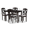 Baxton Studio Ruth Modern and Contemporary Espresso Brown Finished and Grey Fabric Upholstered 5-Piece Dining Set