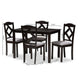 Baxton Studio Ruth Modern and Contemporary Espresso Brown Finished and Grey Fabric Upholstered 5-Piece Dining Set