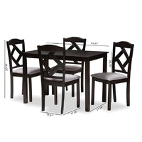 Table: Espresso Brown; Chairs: Grey, Espresso Brown