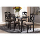 Baxton Studio Ruth Modern and Contemporary Beige Fabric Upholstered and Dark Brown Finished 5-Piece Dining Set
