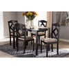 Baxton Studio Ruth Modern and Contemporary Beige Fabric Upholstered and Dark Brown Finished 5-Piece Dining Set