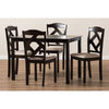 Baxton Studio Ruth Modern and Contemporary Beige Fabric Upholstered and Dark Brown Finished 5-Piece Dining Set