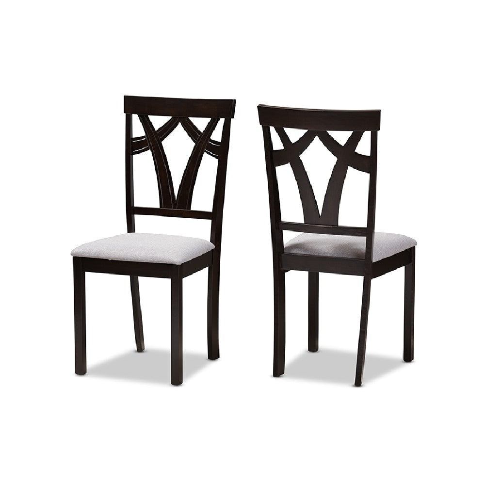 Baxton Studio Sylvia Modern and Contemporary Grey Fabric Upholstered and Dark Brown Finished 5-Piece Dining Set