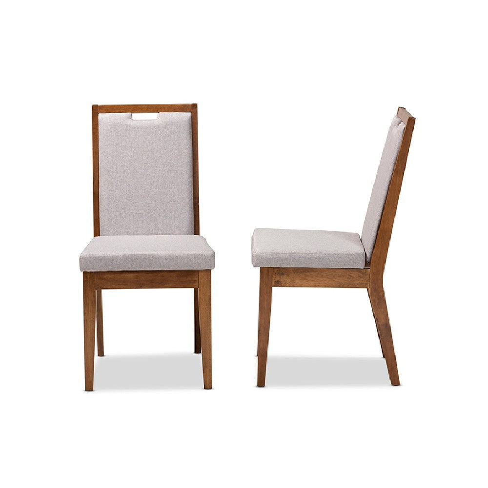 Baxton Studio Octavia Modern and Contemporary Grey Fabric Upholstered and Walnut Brown Finished Wood 2-Piece Dining Chair Set
