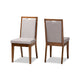 Baxton Studio Octavia Modern and Contemporary Grey Fabric Upholstered and Walnut Brown Finished Wood 2-Piece Dining Chair Set