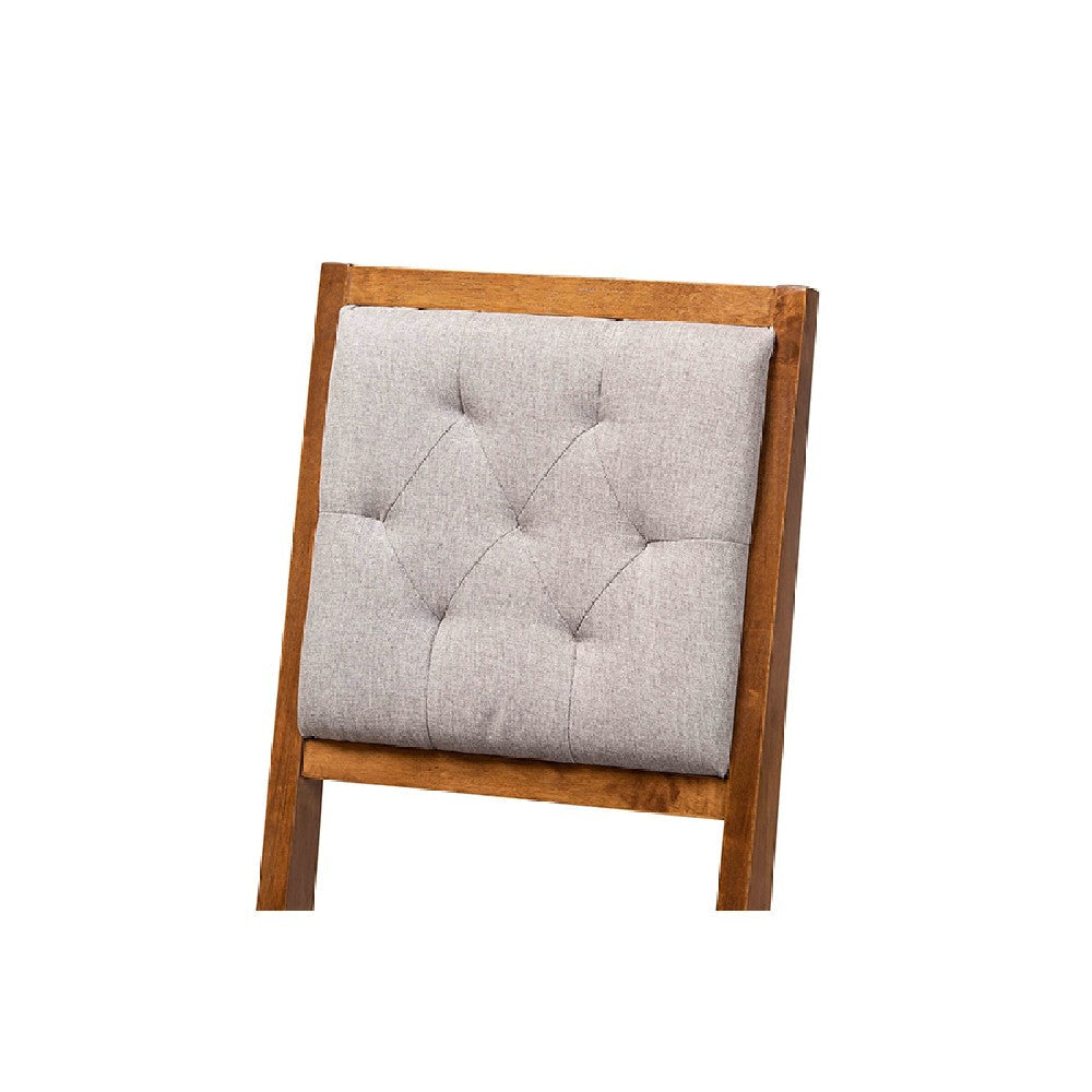 Baxton Studio Gideon Modern and Contemporary Grey Fabric Upholstered and Walnut Brown Finished Wood 2-Piece Dining Chair Set