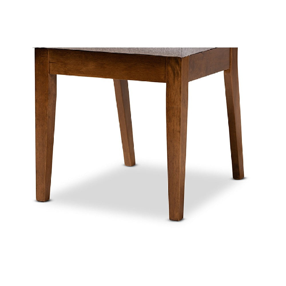 Baxton Studio Gideon Modern and Contemporary Grey Fabric Upholstered and Walnut Brown Finished Wood 2-Piece Dining Chair Set